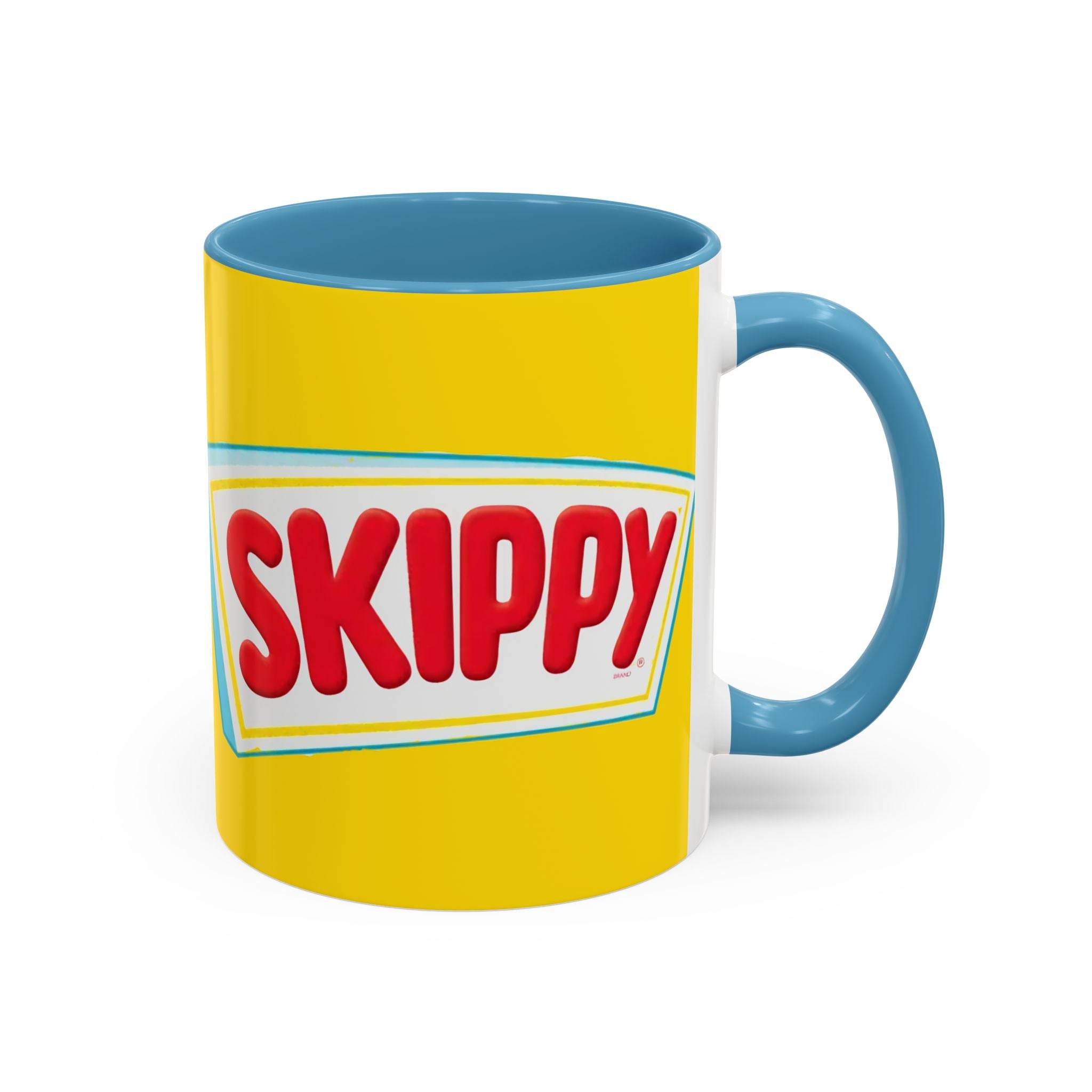 Skippy Retro Logo Coffee Mug — Yellow Accent Peanut Butter Inspired 11/15oz - Creations by Chris and Carlos