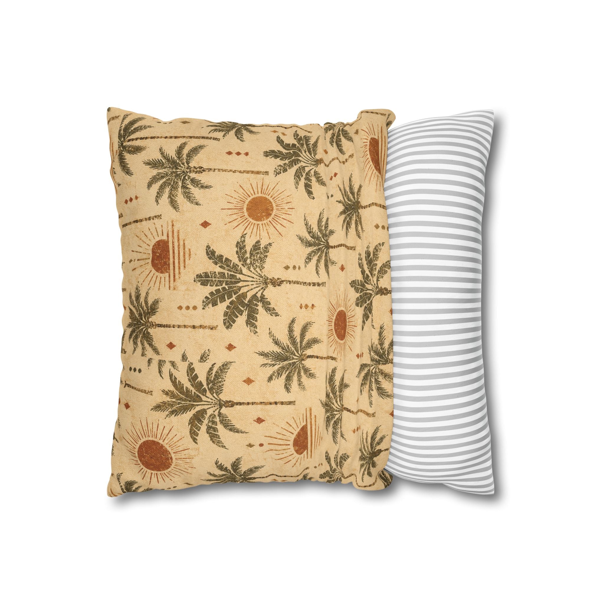 Tropical Palm Sunset Pillowcase — Boho Beach Decorative Throw Pillow Cover - Creations by Chris and Carlos