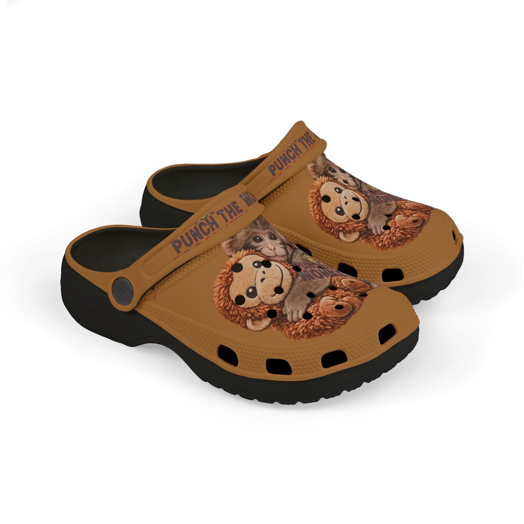 Kids Punch the Monkey Graphic Foam Clogs — "Punch the Monkey" Printed Slip‑On Shoes - Creations by Chris and Carlos