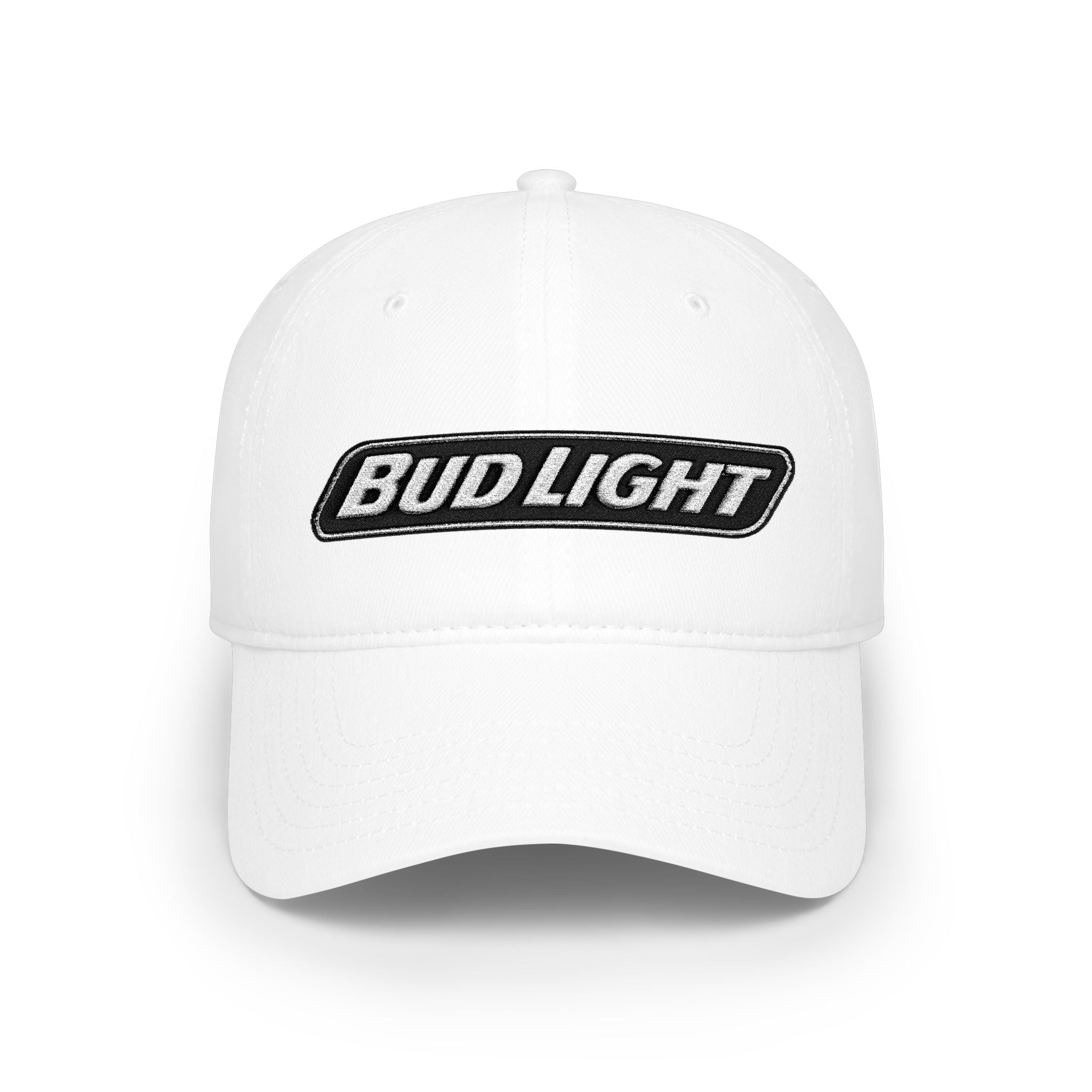 Bud Light Embroidered Baseball Cap — Red Low Profile Dad Hat - Creations by Chris and Carlos