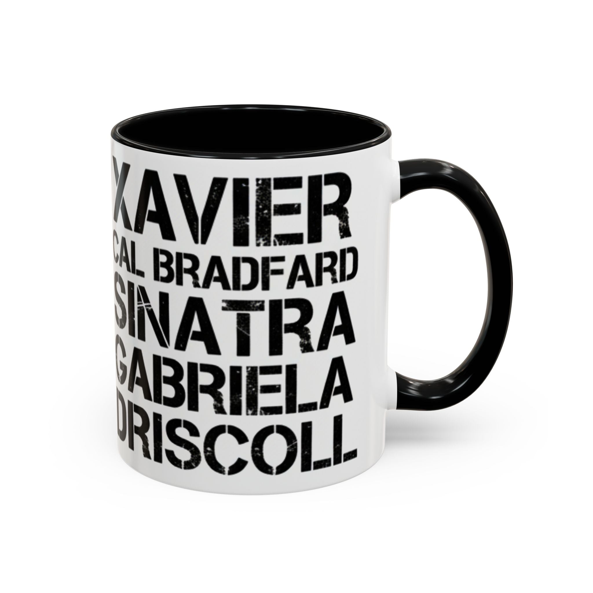 Paradise TV Show Typography Names Accent Coffee Mug — Bold Black Name List Design (11/15oz) - Creations by Chris and Carlos