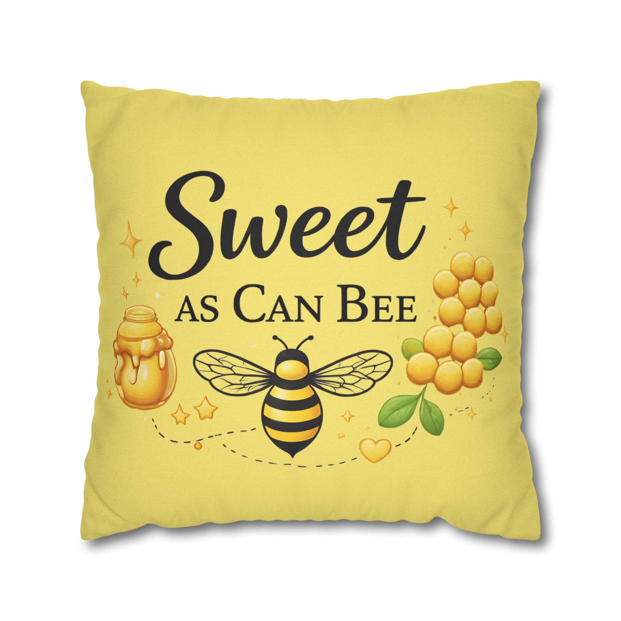 Honey Bee Decorative Pillowcase – Yellow Floral Bee Accent Cushion Cover - Creations by Chris and Carlos