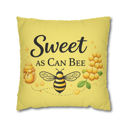 Honey Bee Decorative Pillowcase – Yellow Floral Bee Accent Cushion Cover - Creations by Chris and Carlos