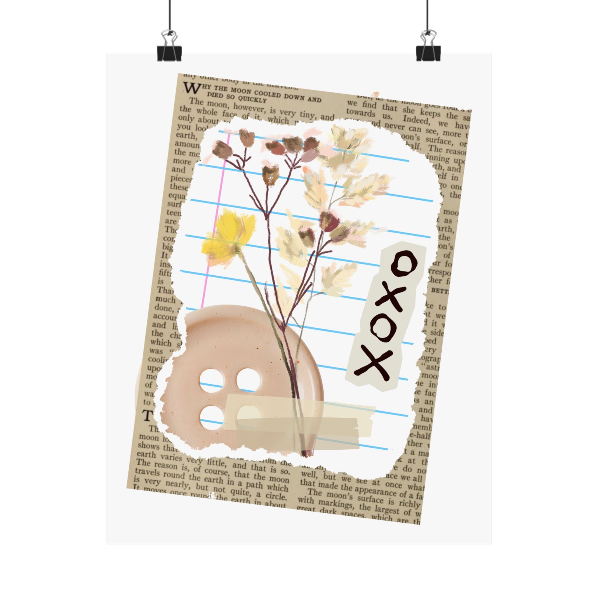 Briarwood Garden Dried Flowers Collage Matte Poster — 'XOXO' Vintage Notebook Art - Creations by Chris and Carlos