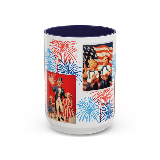 Patriotic Vintage Fireworks Coffee Mug - 11/15oz - Creations by Chris and Carlos