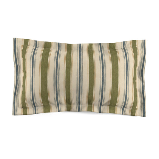 Striped Microfiber Pillow Sham — Coastal Green & Blue Decorative Pillowcase - Creations by Chris and Carlos