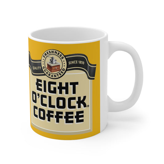 Eight O'Clock Coffee- White Ceramic Mug - Creations by Chris and Carlos
