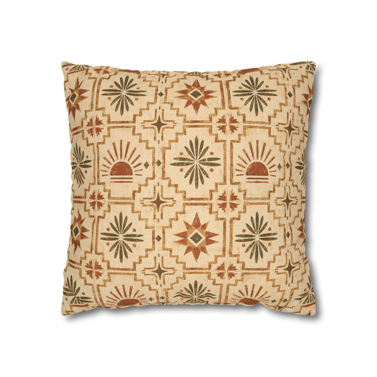 Southwestern Sunburst Pattern Pillowcase — Boho Geometric Throw Cover - Creations by Chris and Carlos