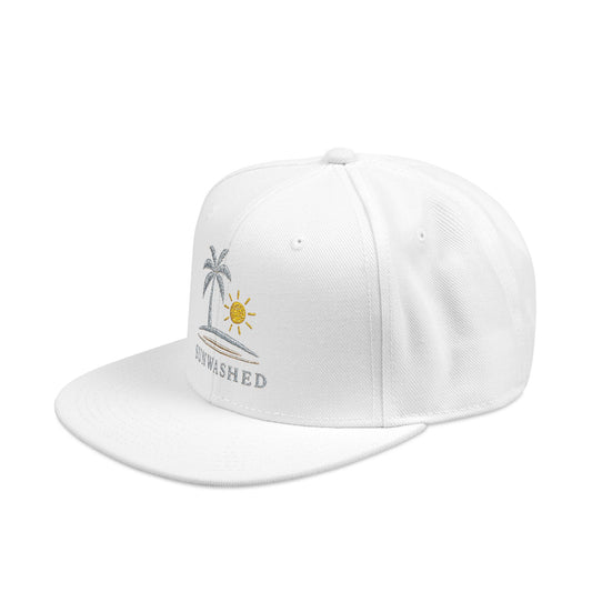 Crashed Palm Tree Snapback Hat — Embroidered Beach Sun Cap - Creations by Chris and Carlos