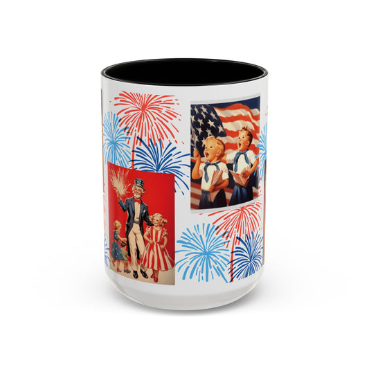 Patriotic Vintage Fireworks Coffee Mug - 11/15oz - Creations by Chris and Carlos