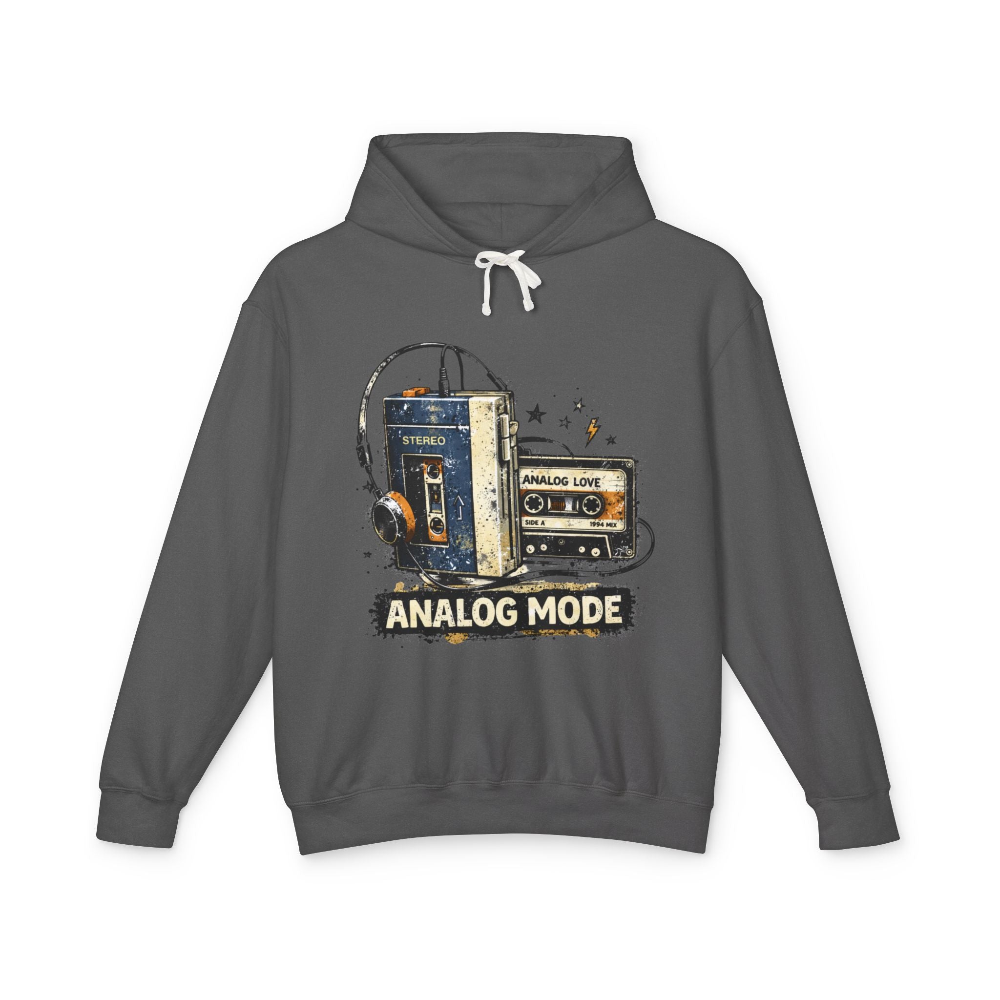 Analog Mode Hoodie — Retro Cassette & Walkman Vintage Music Pullover - Creations by Chris and Carlos