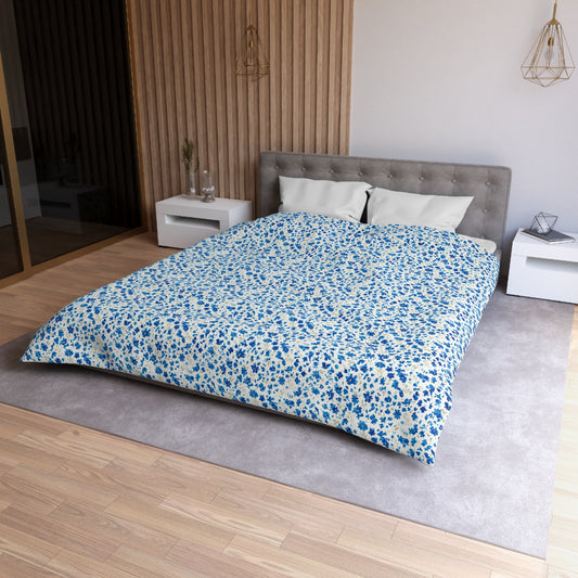 The Artisanal Flora Gallery Blue Ditsy Floral Microfiber Duvet Cover - Creations by Chris and Carlos
