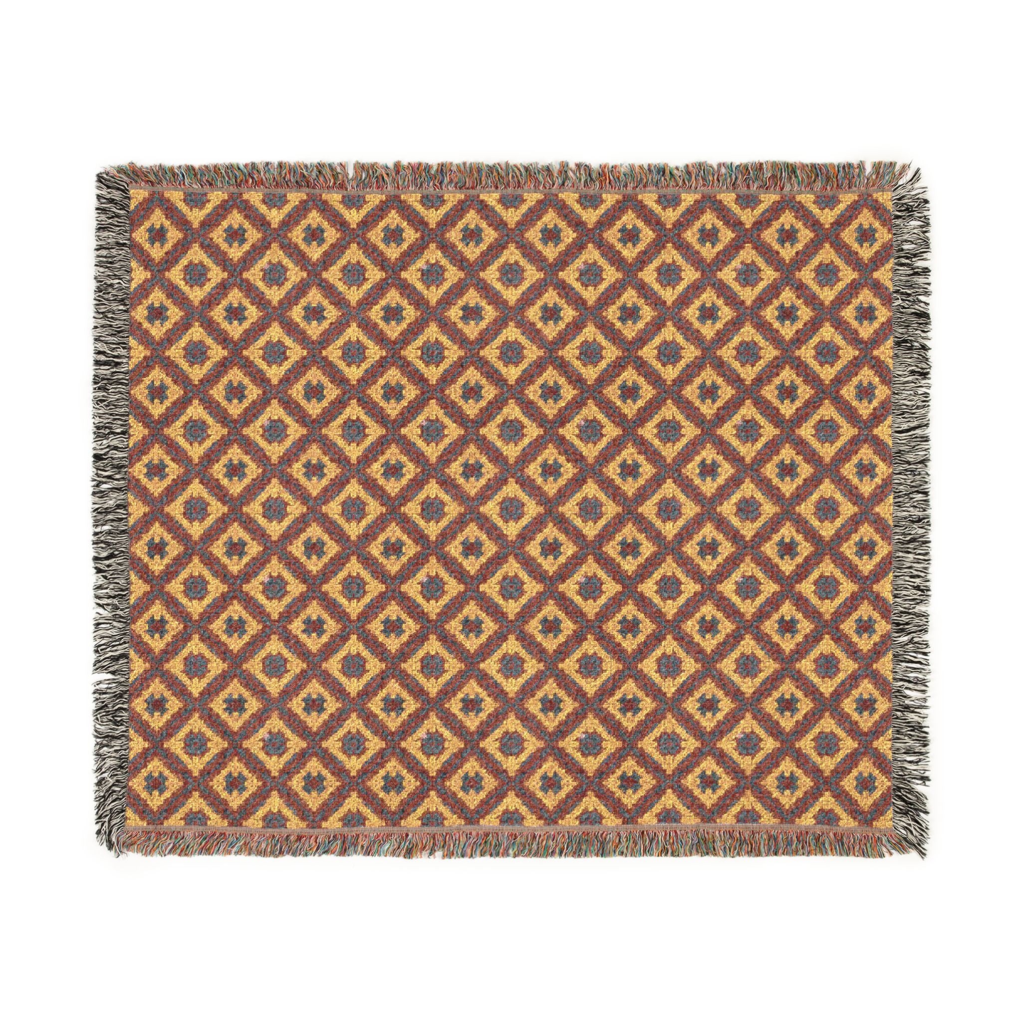 Plumstead Manor Blanket — Vintage Diamond Pattern Throw (Boho Geometric, Cozy Home Accent) - Creations by Chris and Carlos