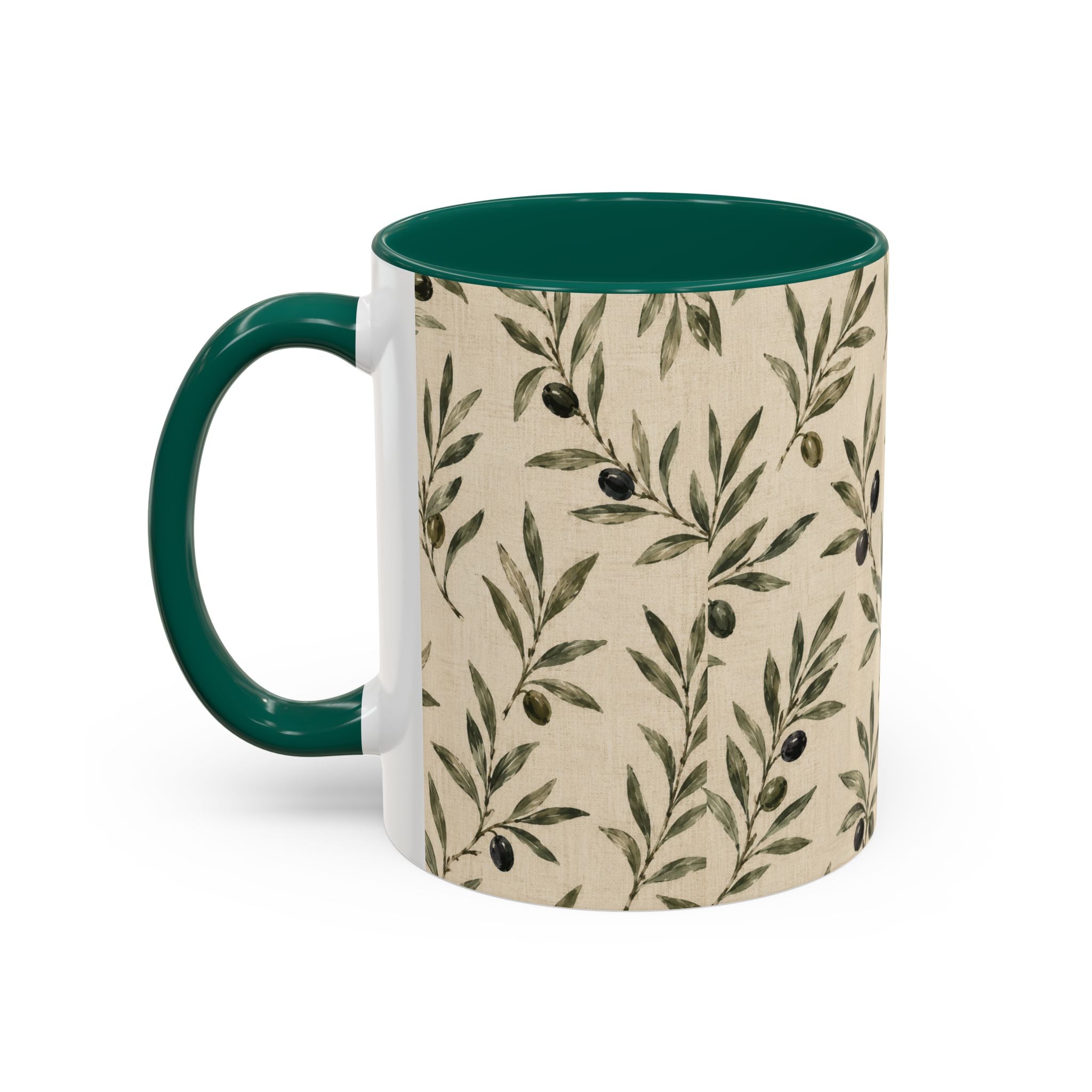 Olive Branch Pattern Ceramic Mug (11oz, 15oz) - Creations by Chris and Carlos