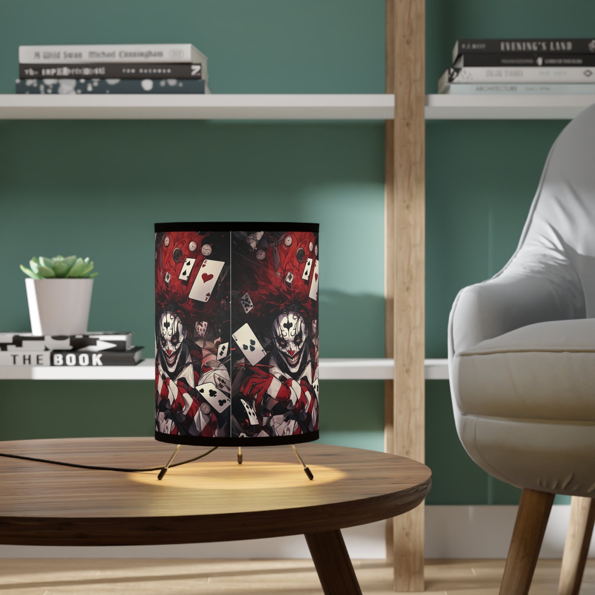 Joker- Tripod Lamp with High-Res Printed Shade, US\CA plug - Creations by Chris and Carlos