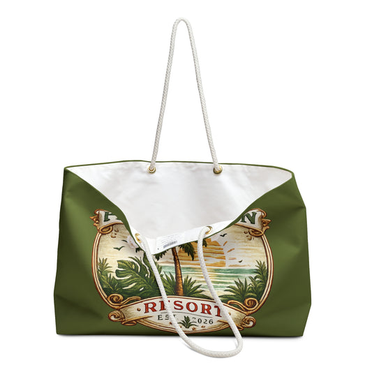 Palm Haven Resort Weekender Bag – Vintage Tropical Travel Tote - Creations by Chris and Carlos