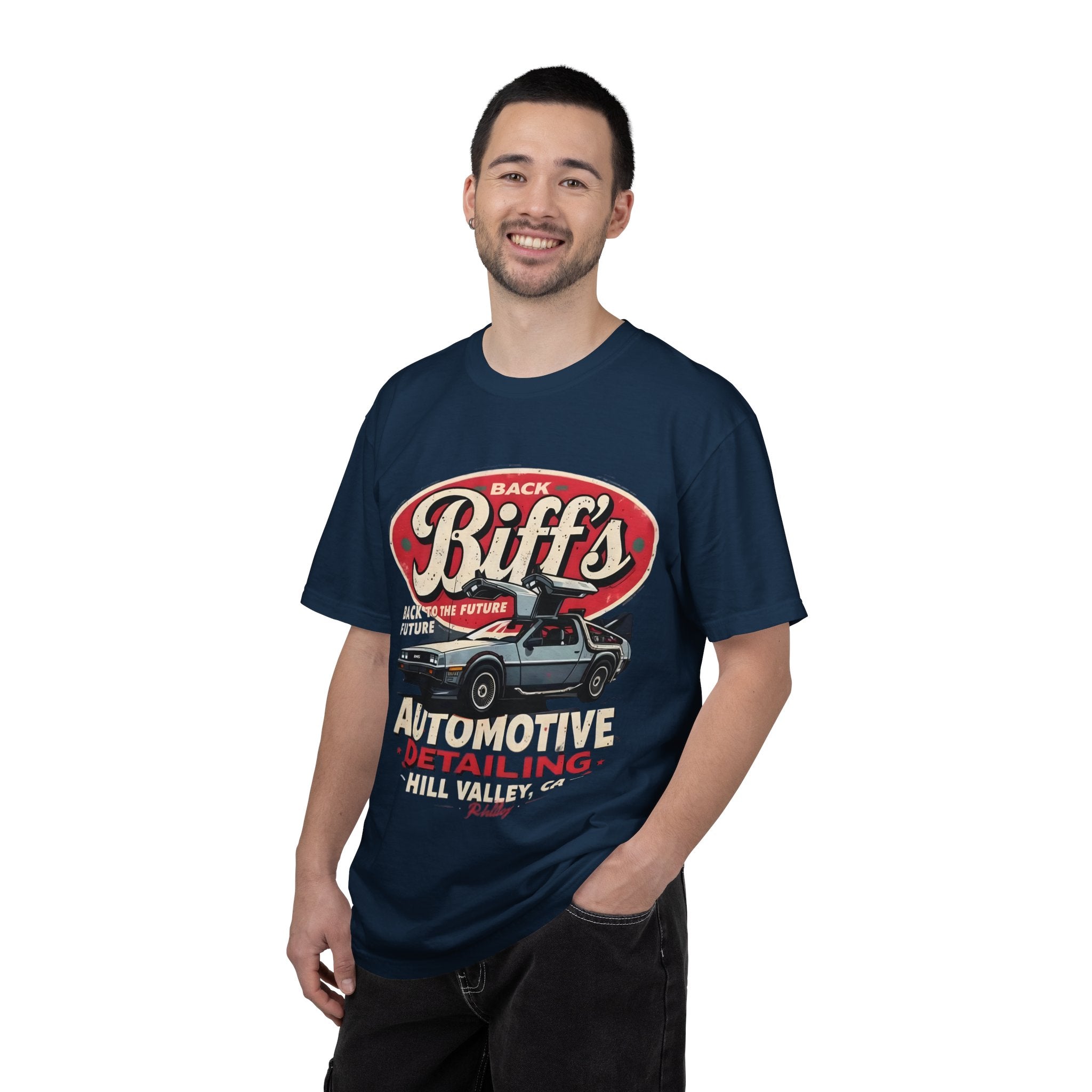 Biff's Automotive Detailing T-Shirt — Back to the Future DeLorean Graphic - Creations by Chris and Carlos