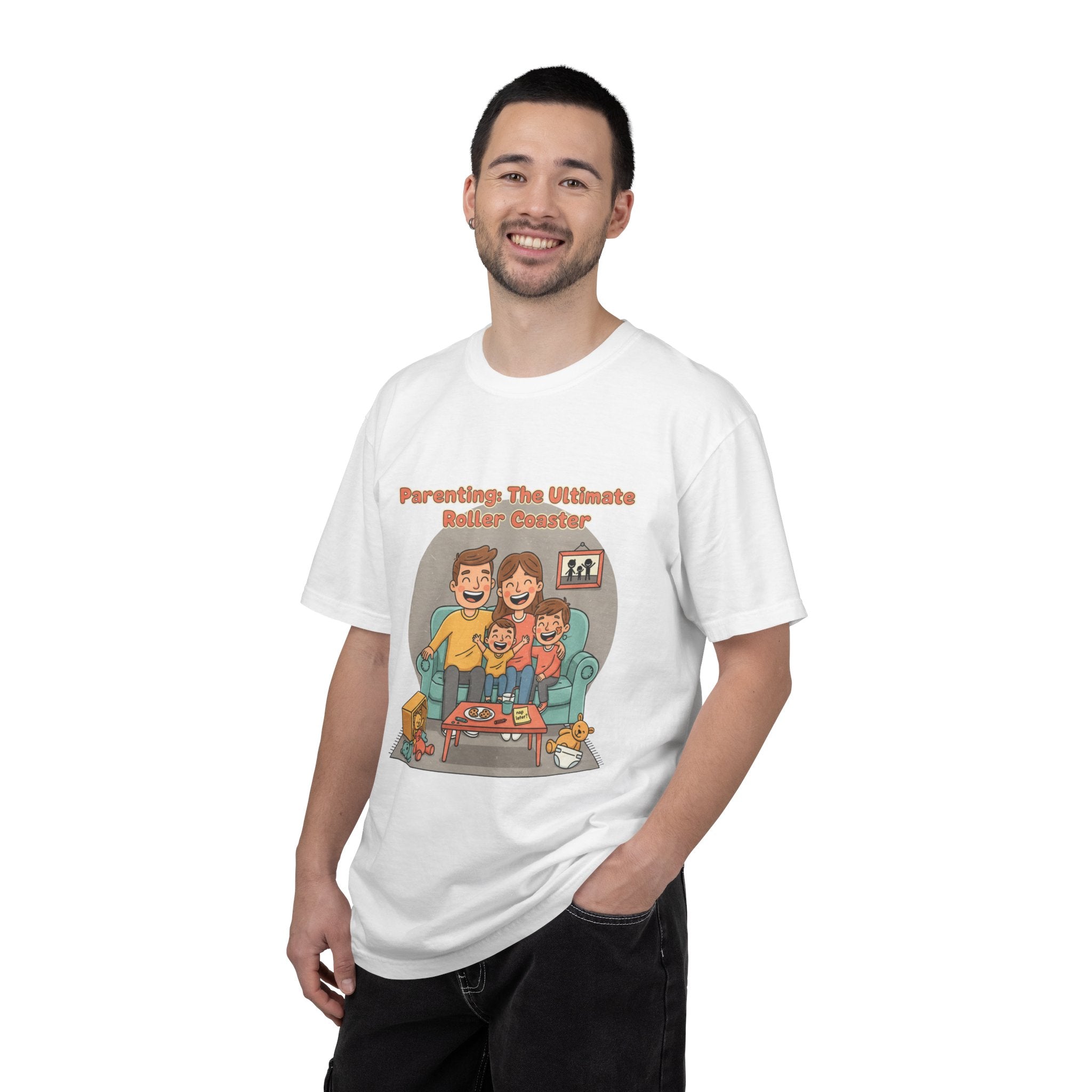 T-Shirt — "Parenting: The Ultimate Roller Coaster" Funny Retro Graphic Tee - Creations by Chris and Carlos