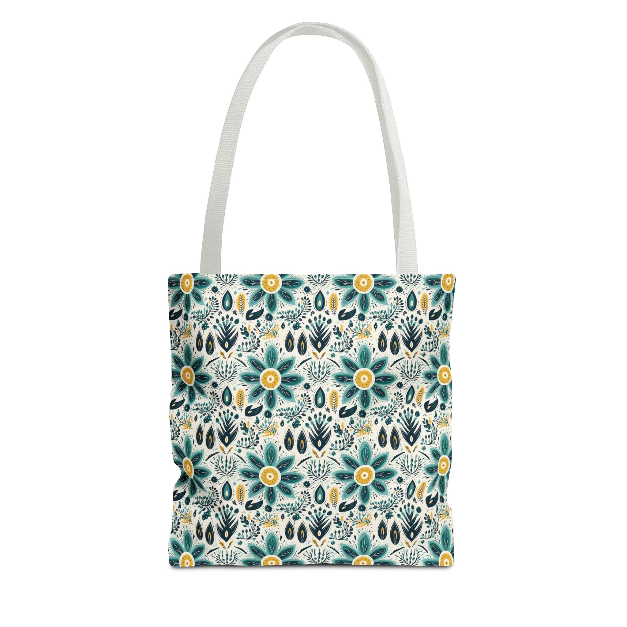 Sol y Alegría (Sun and Joy) Collection- Cactus Succulent Pattern Microfiber Blanket Soft Velveteen Throw for Home & Garden Lovers Floral Folk Art Tote Bag — Teal & Mustard All-Over Print - Creations by Chris and Carlos