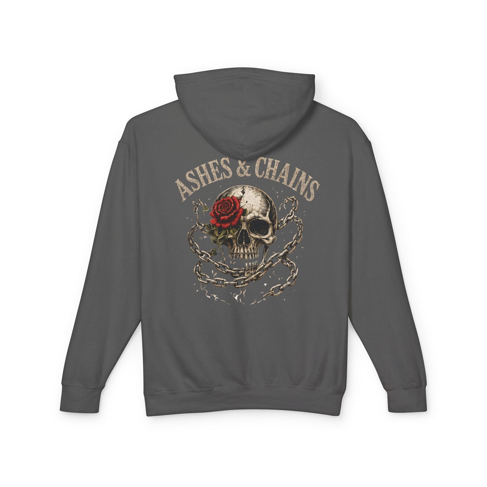 Skull & Rose Hoodie — "Ashes & Chains" Graphic Lightweight Hooded Sweatshirt - Creations by Chris and Carlos