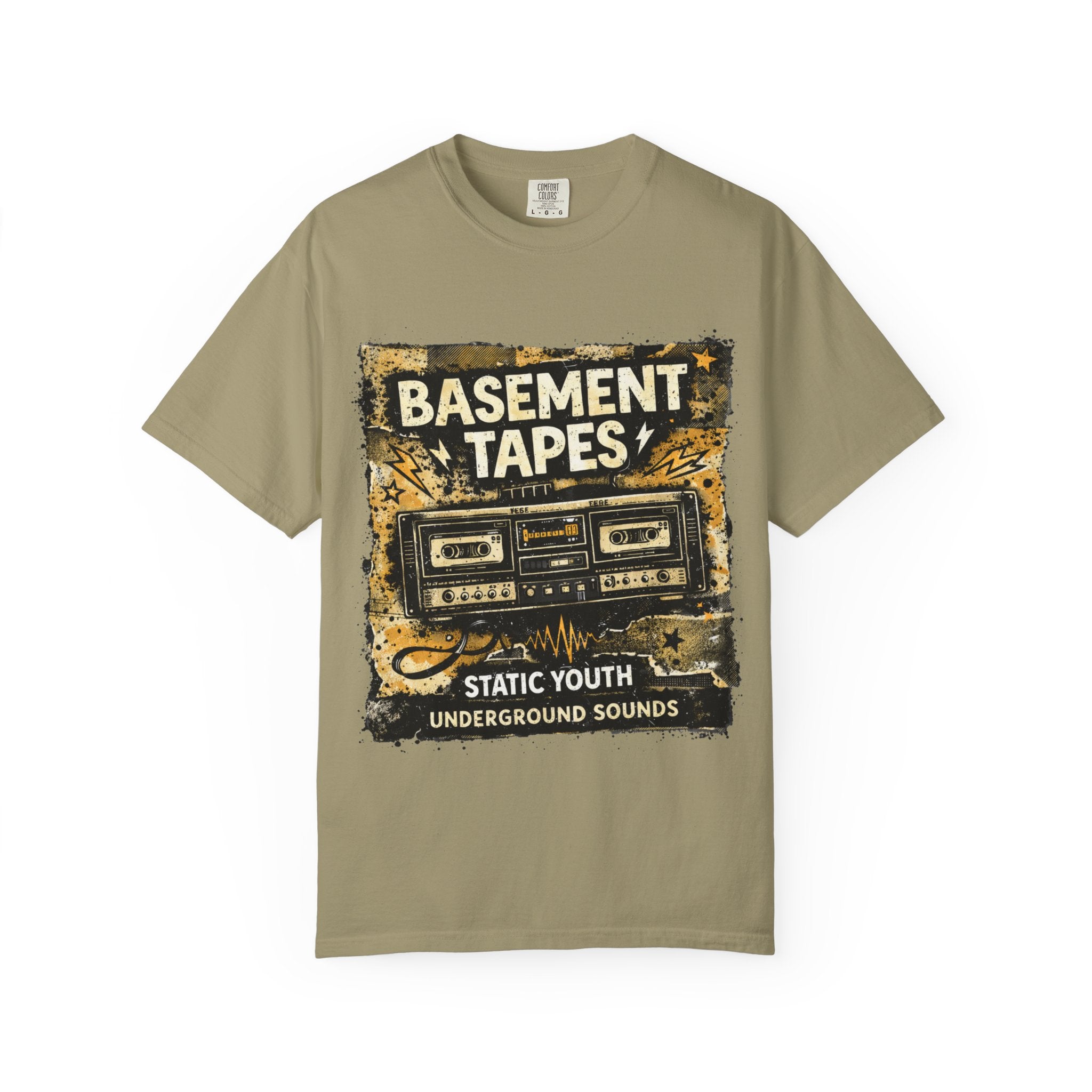 Basement Tapes Cassette Tee — Retro 'Static Youth' Underground Music T-Shirt - Creations by Chris and Carlos