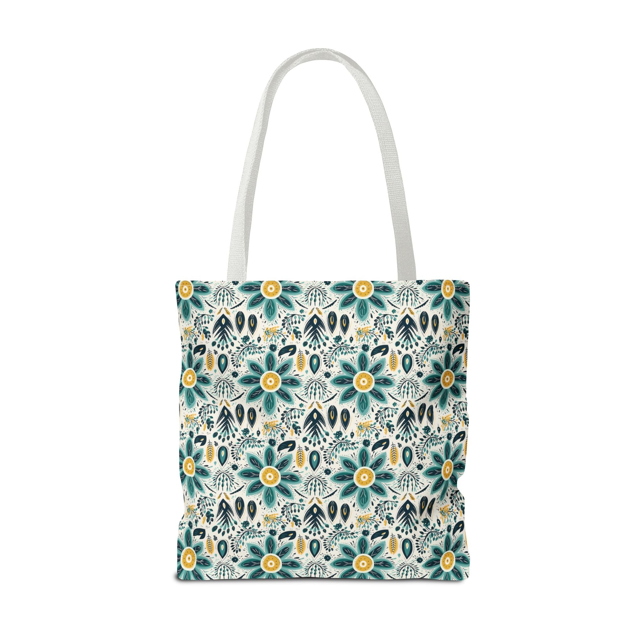 Sol y Alegría (Sun and Joy) Collection- Cactus Succulent Pattern Microfiber Blanket Soft Velveteen Throw for Home & Garden Lovers Floral Folk Art Tote Bag — Teal & Mustard All-Over Print - Creations by Chris and Carlos