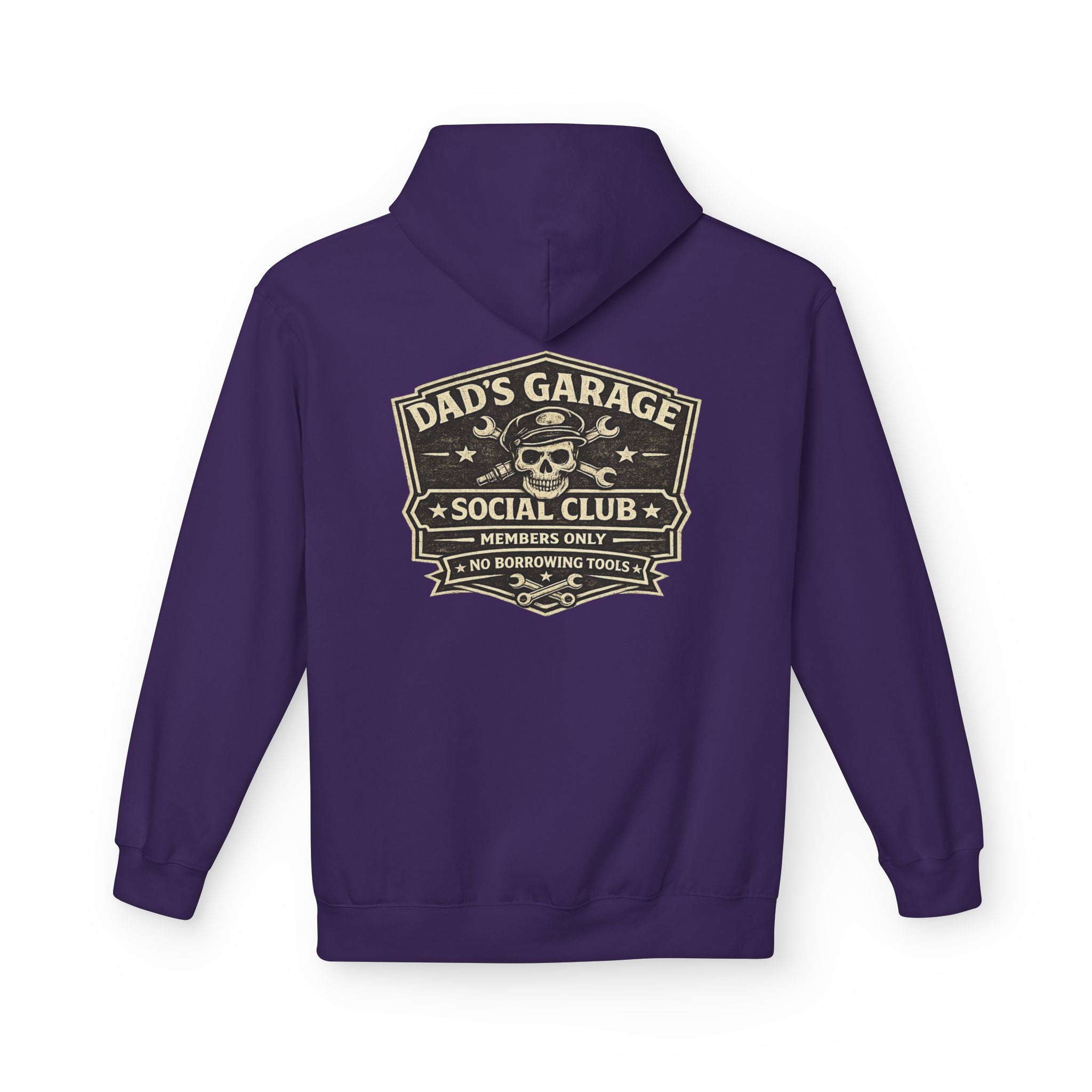Dad’s Garage Social Club Hoodie — 'No Borrowing Tools' Mechanics Pullover - Creations by Chris and Carlos