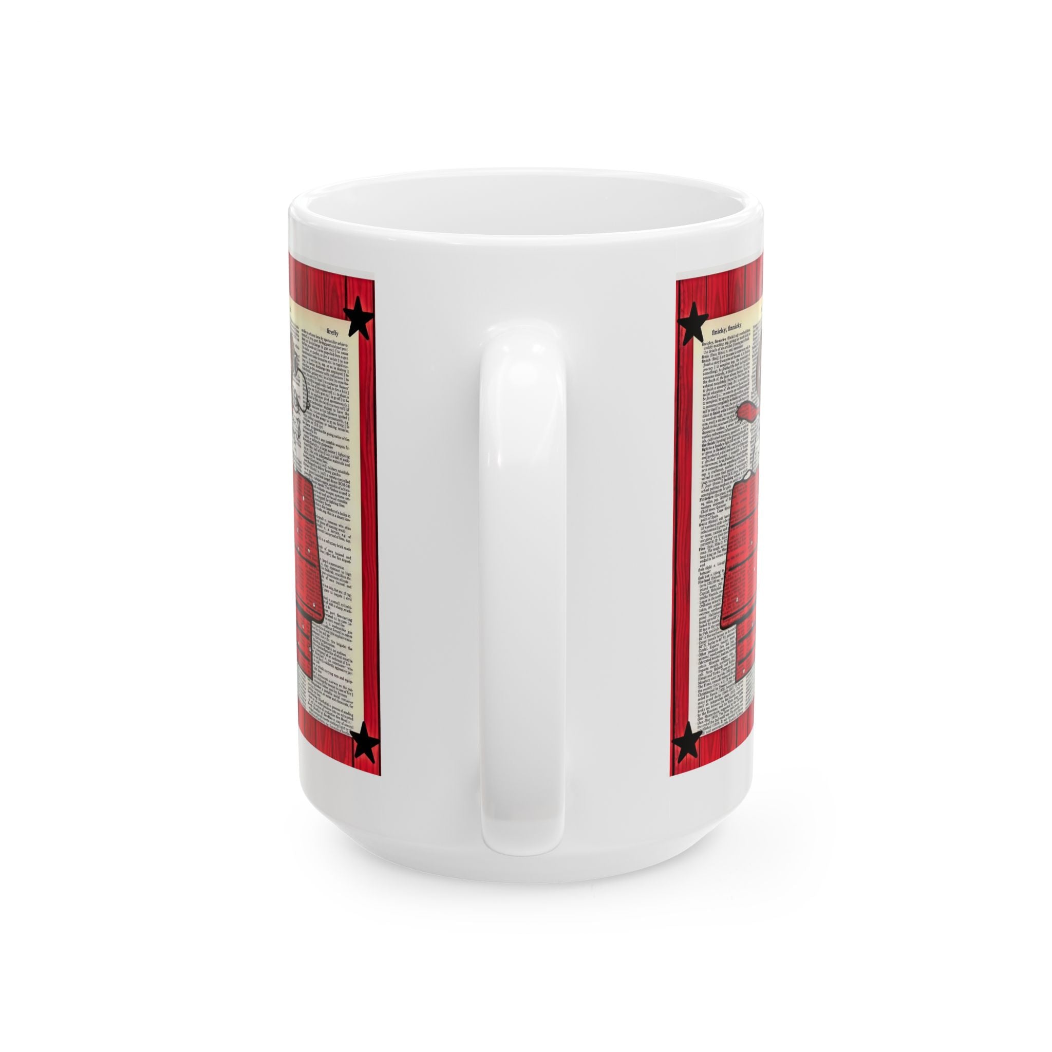 Vintage Snoopy Red Doghouse Ceramic Mug — Retro Dictionary Art Coffee Cup (11oz/15oz) - Creations by Chris and Carlos