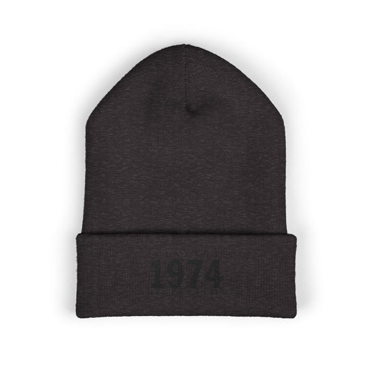 Vintage 1974 Embroidered Cuffed Beanie- Personalize - Creations by Chris and Carlos
