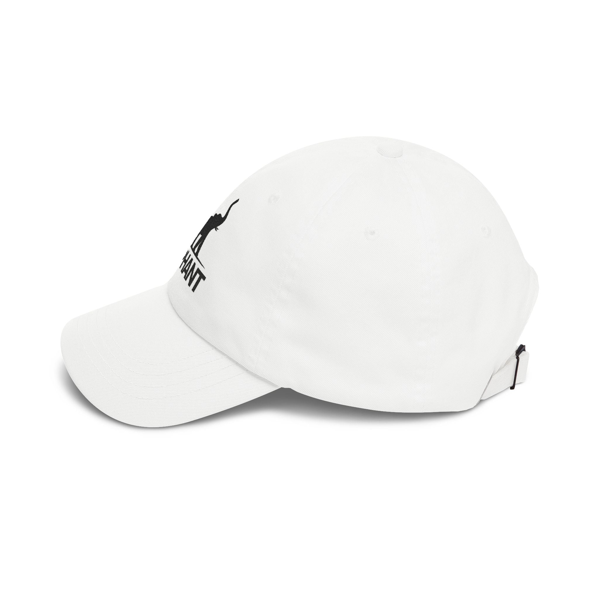 Elephant Logo Dad Cap – Embroidered Classic White Baseball Hat - Creations by Chris and Carlos