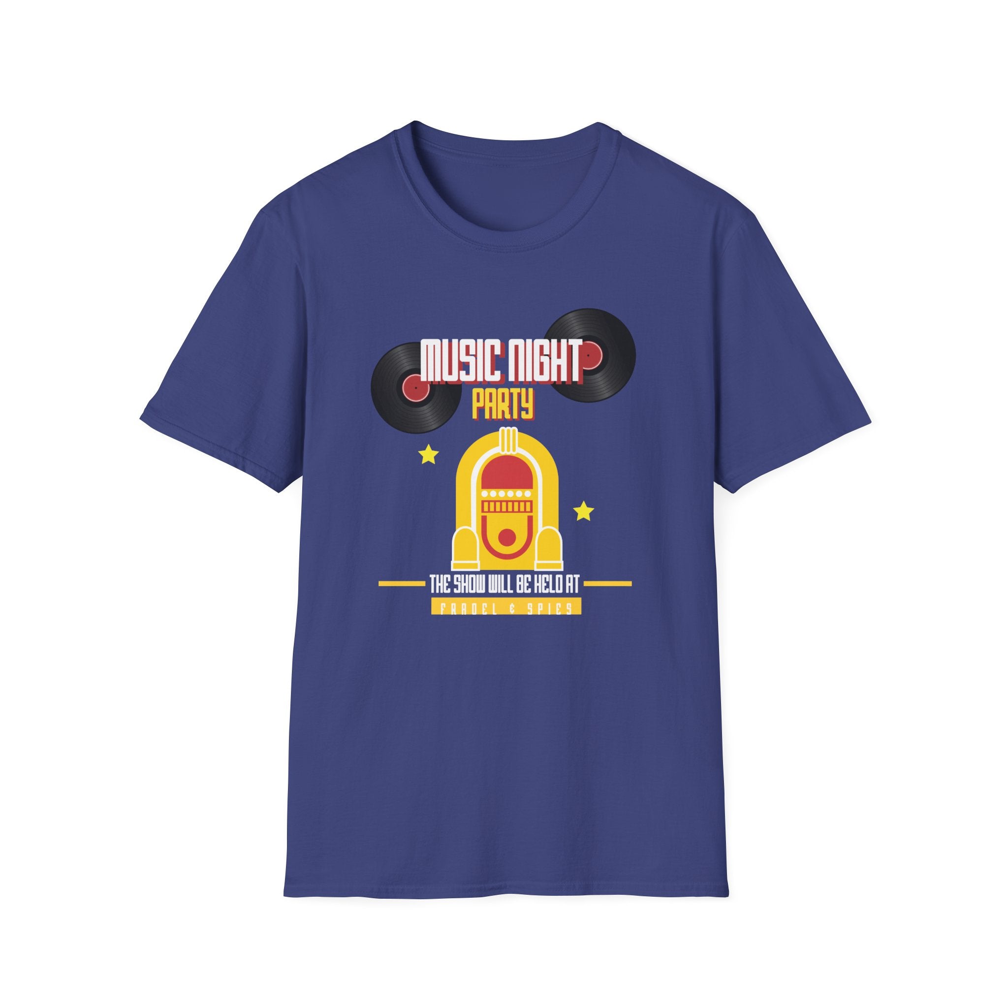 Music Night Party T-Shirt — Retro Jukebox & Vinyl Record Tee - Creations by Chris and Carlos