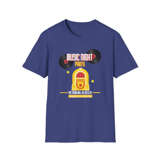 Music Night Party T-Shirt — Retro Jukebox & Vinyl Record Tee - Creations by Chris and Carlos