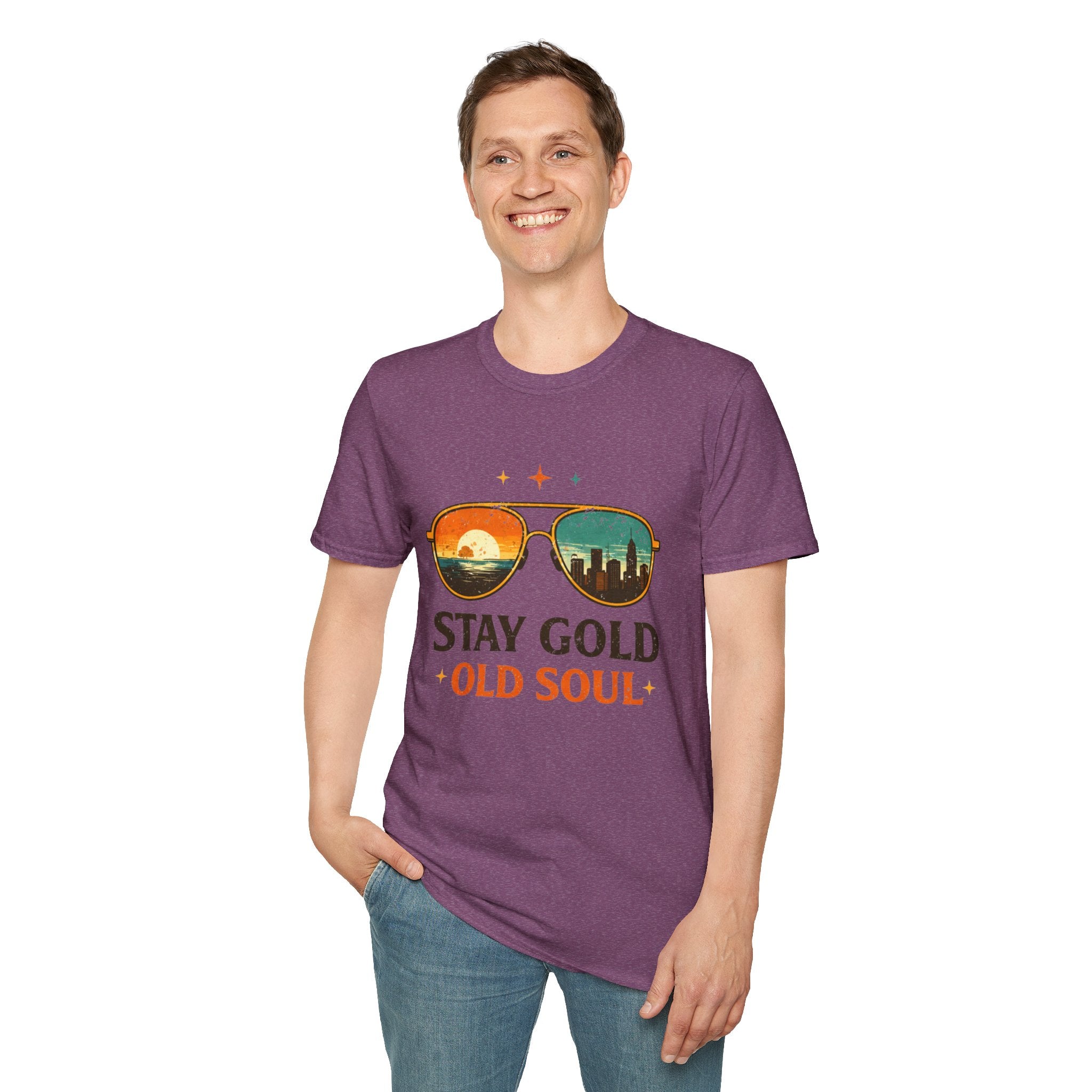 Stay Gold Old Soul T-Shirt - Vintage Sunglasses Sunset Graphic - Creations by Chris and Carlos