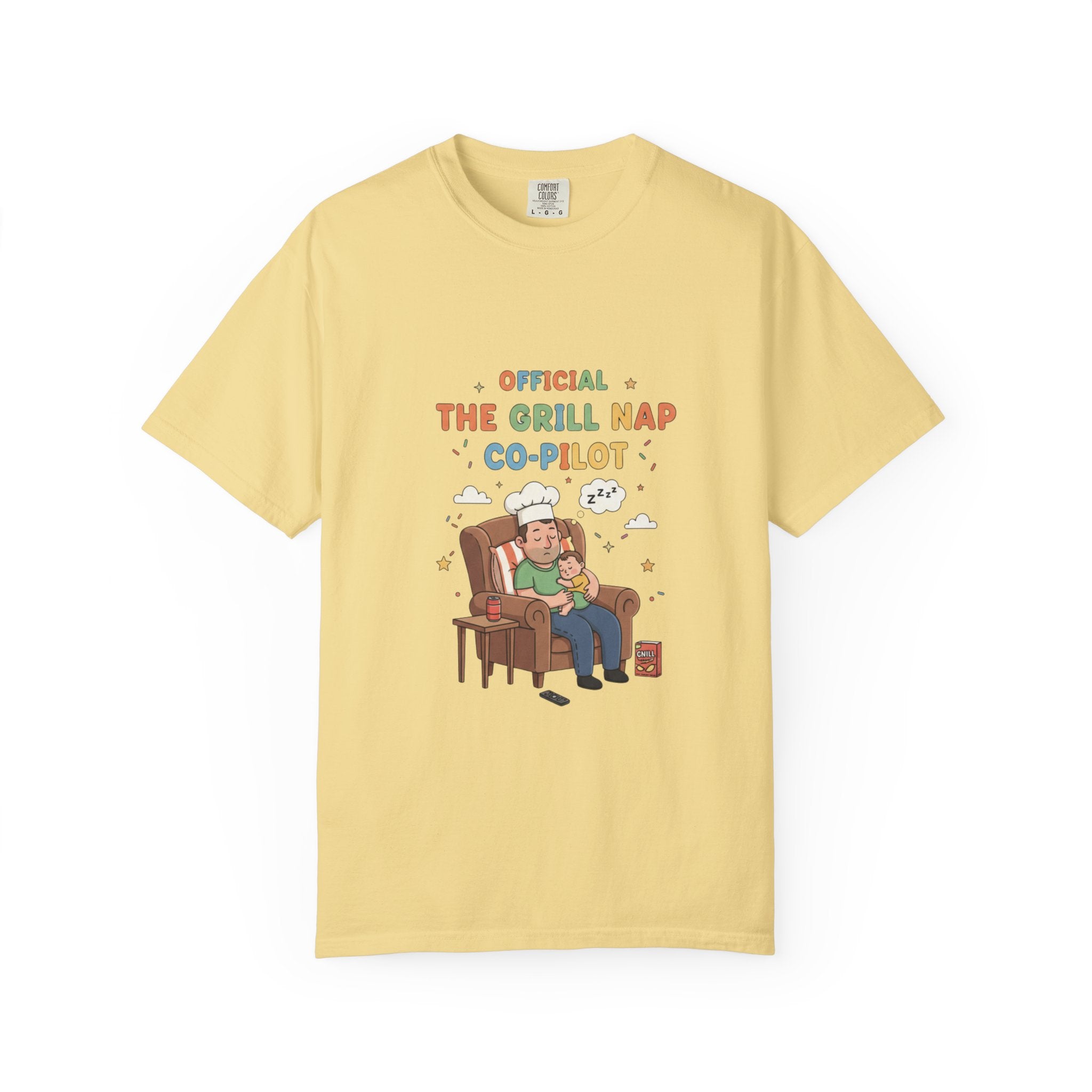 T-Shirt — "Official Grill Nap Co Pilot" Funny Retro Graphic Tee - Creations by Chris and Carlos