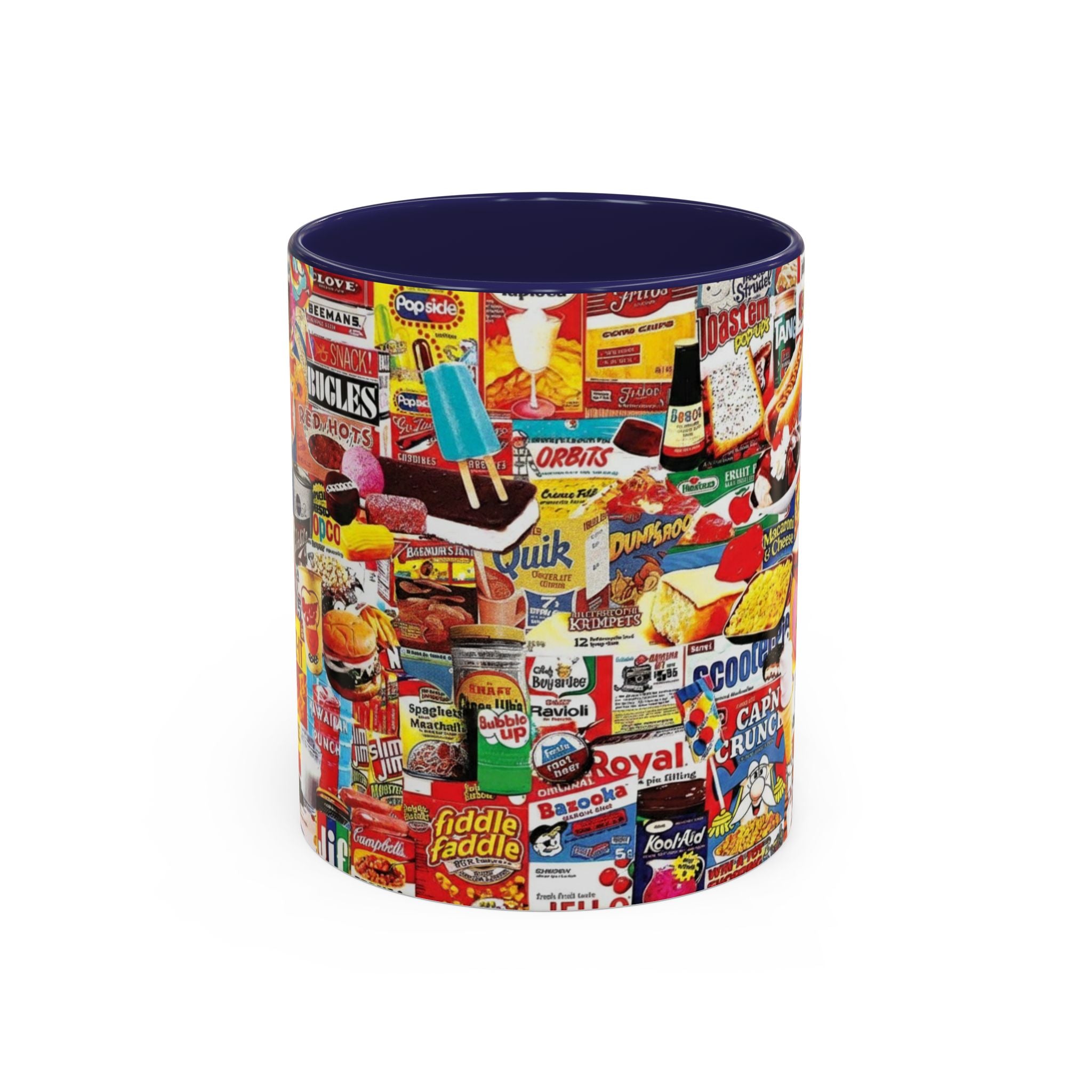 Retro Snack Collage Mug — Vintage Candy & Cereal Packaging Accent Coffee Mug - Creations by Chris and Carlos