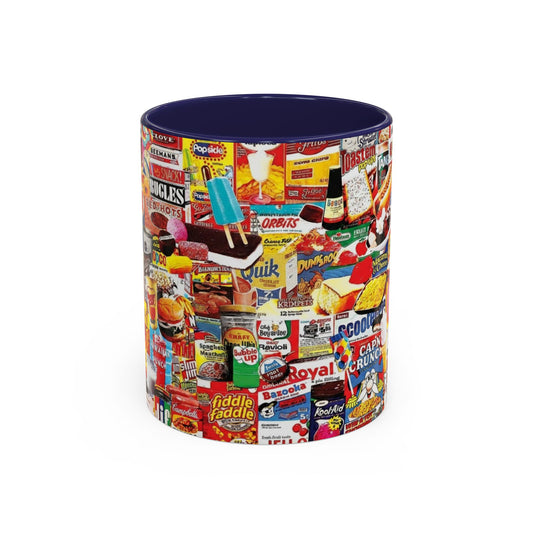 Retro Snack Collage Mug — Vintage Candy & Cereal Packaging Accent Coffee Mug - Creations by Chris and Carlos