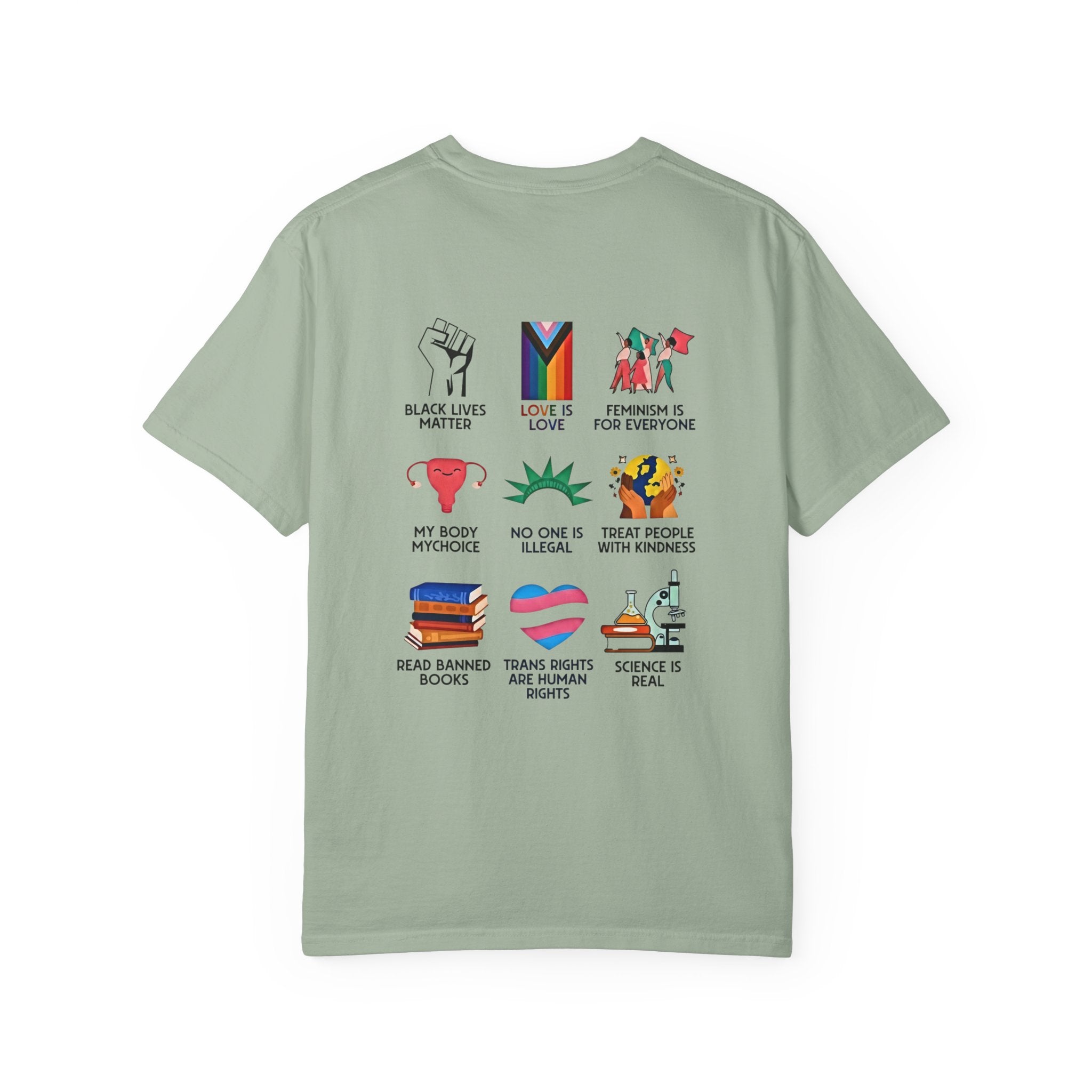 T-Shirt — "Big Fan of Human Rights" Graphic Tee (Equality & Activism Icons) - Creations by Chris and Carlos