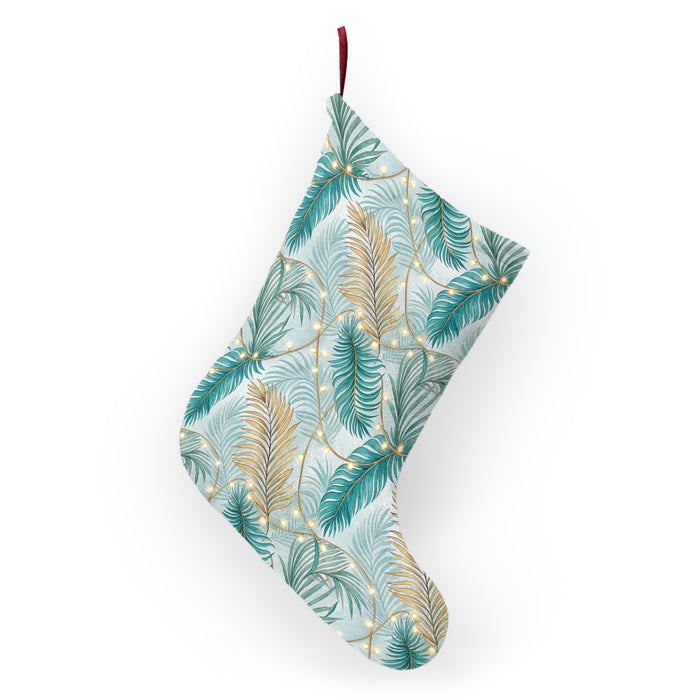 Tidings by the Sea- Tropical Christmas Stockings - Festive Palm Leaf Design for Modern Holiday Decor, Perfect for Christmas, Tropical Theme, Gifts