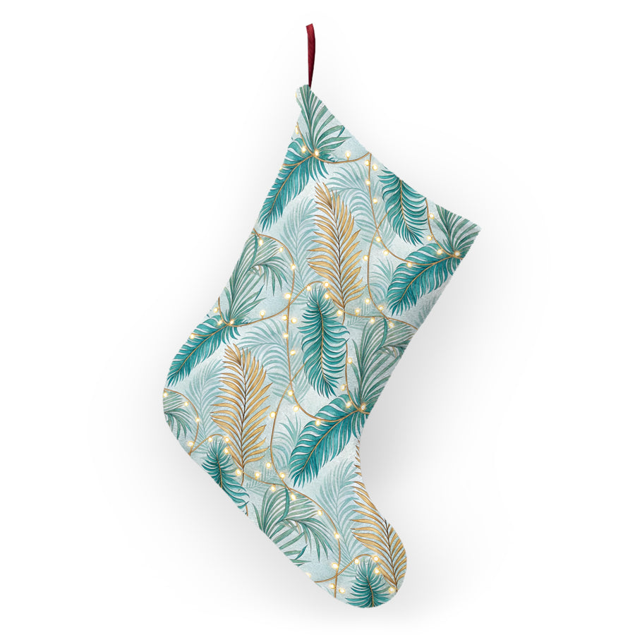 Tidings by the Sea- Tropical Christmas Stockings - Festive Palm Leaf Design for Modern Holiday Decor, Perfect for Christmas, Tropical Theme, Gifts