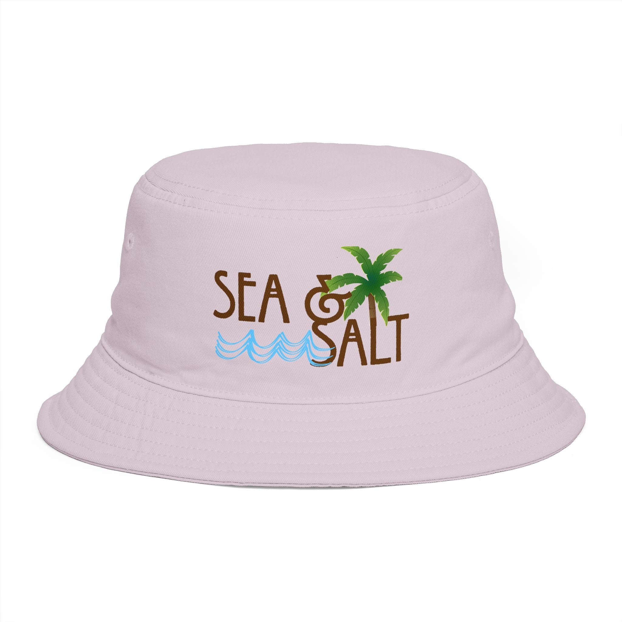 Sea & Salt Embroidered Bucket Hat — Palm Tree Beach Sun Hat - Creations by Chris and Carlos