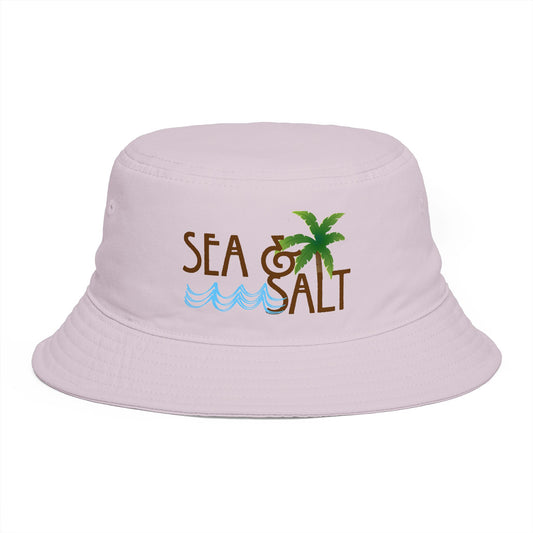 Sea & Salt Embroidered Bucket Hat — Palm Tree Beach Sun Hat - Creations by Chris and Carlos