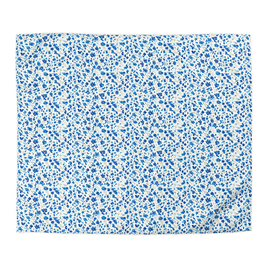 The Artisanal Flora Gallery Blue Ditsy Floral Microfiber Duvet Cover - Creations by Chris and Carlos