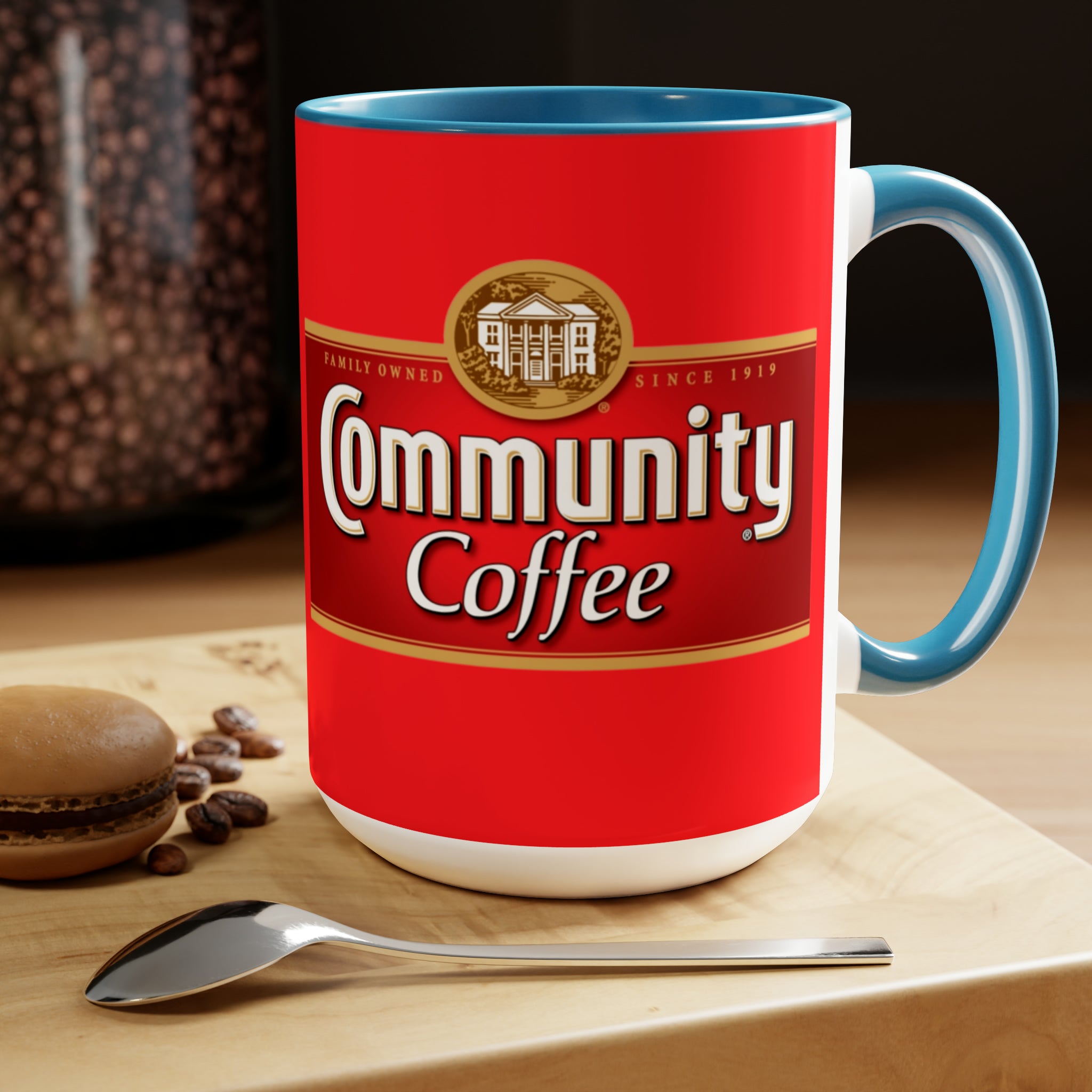 Community Coffee- jcWhite Ceramic Mug - Creations by Chris and Carlos