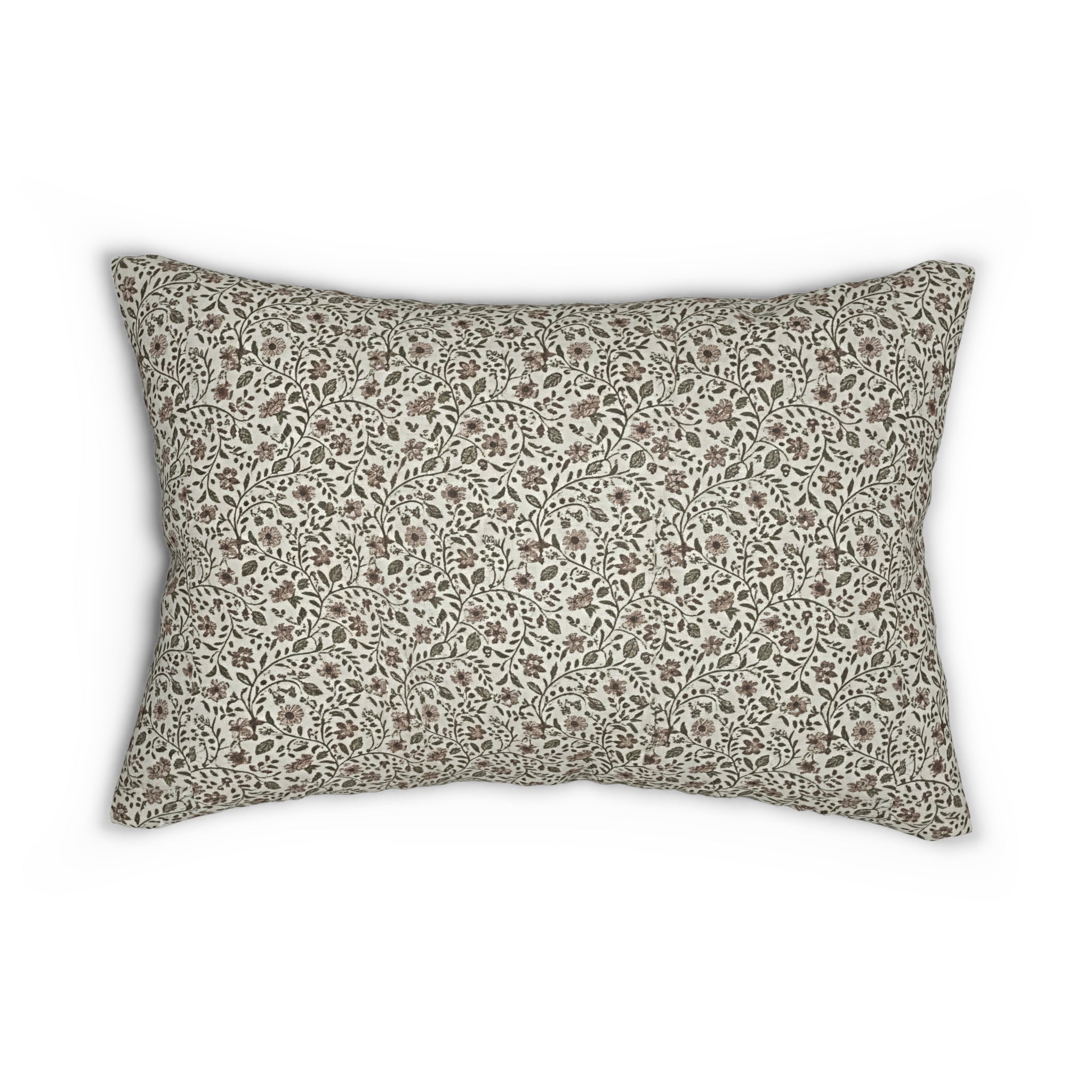 Floral Vine Lumbar Pillow — Neutral Botanical Throw Pillow - Creations by Chris and Carlos
