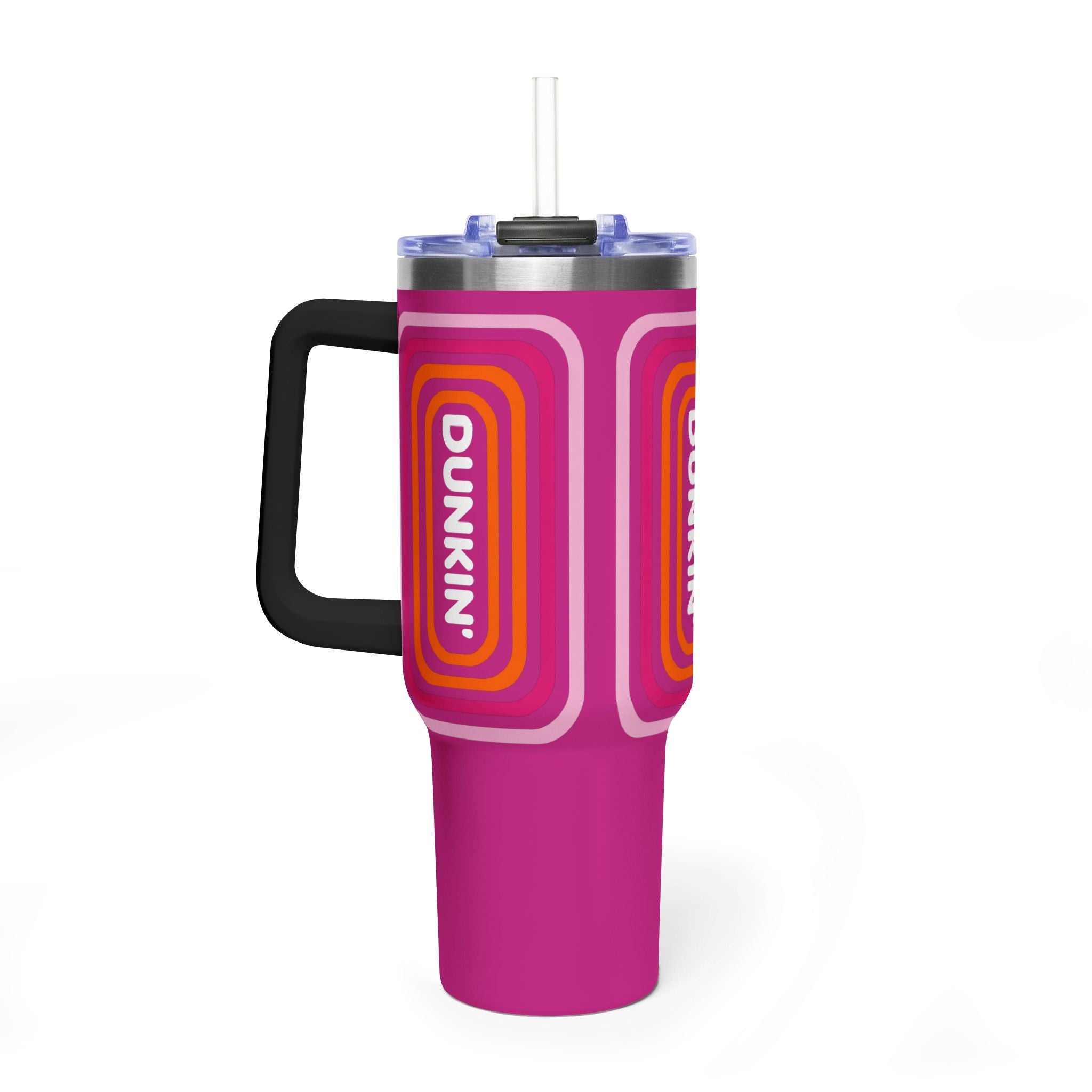 40oz Pink Retro Coffee Tumbler with 'Dunkin' Logo - Creations by Chris and Carlos