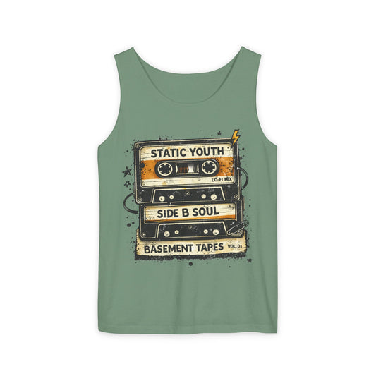 Cassette Tape Tank Top — "Static Youth / Side B Soul" Retro Music Vintage Tank - Creations by Chris and Carlos