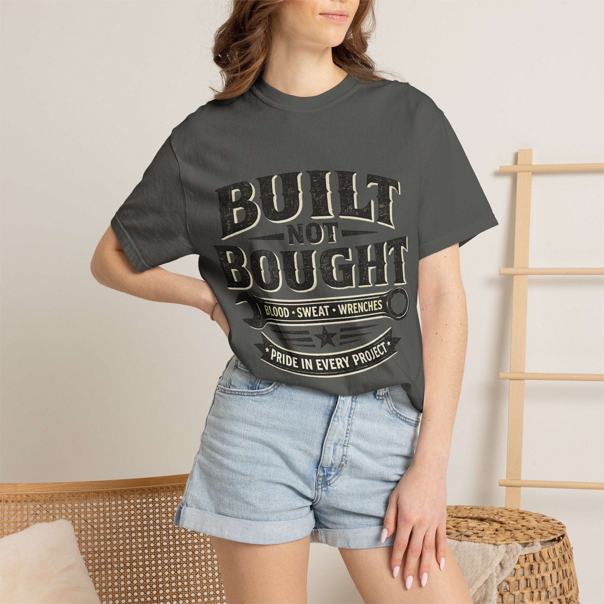 Built Not Bought T-Shirt — 'Built Not Bought' Wrench Garage Tee - Creations by Chris and Carlos
