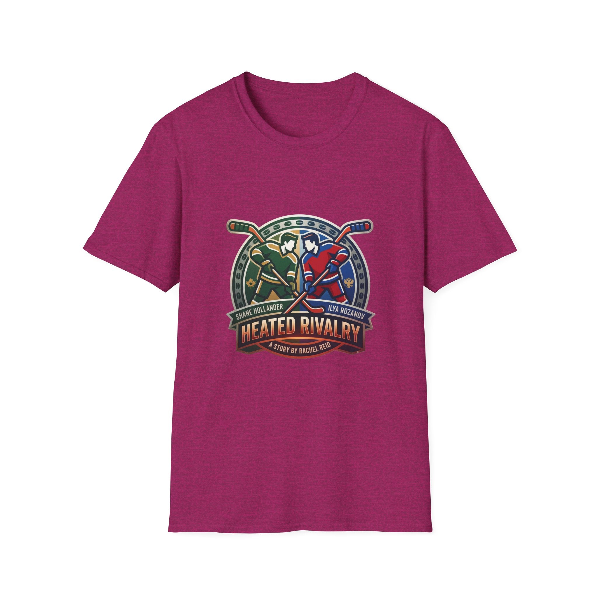 Hockey Heated Rivalry TV Show T‑Shirt — Vintage Stick & Player Crest - Creations by Chris and Carlos