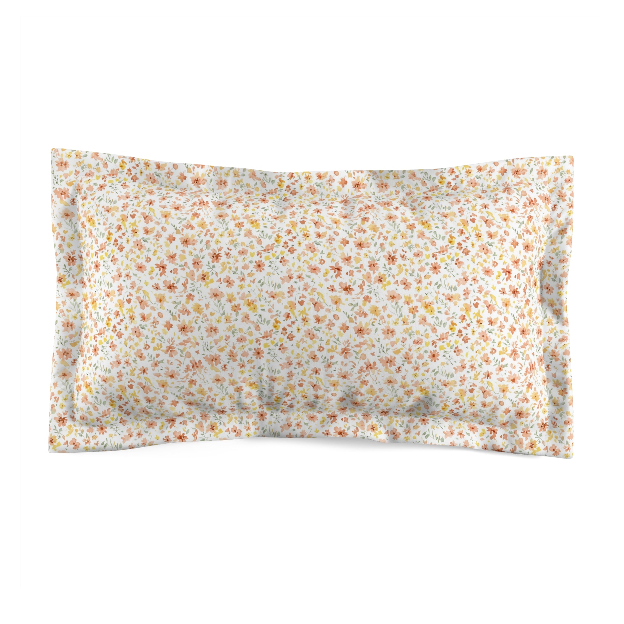 The Artisanal Flora Gallery Floral Microfiber Pillow Sham — Petite Orange & Yellow Ditsy Print - Creations by Chris and Carlos