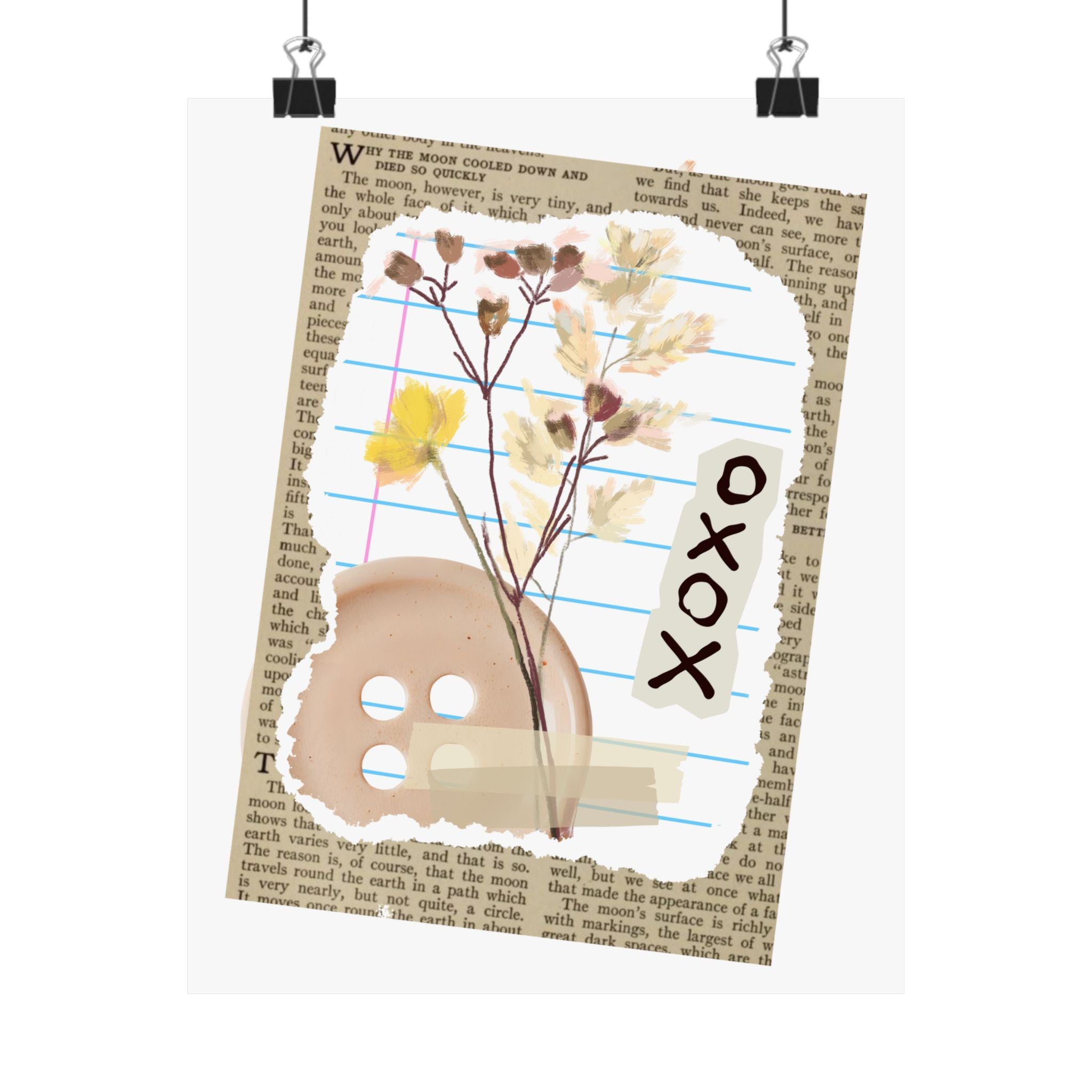 Briarwood Garden Dried Flowers Collage Matte Poster — 'XOXO' Vintage Notebook Art - Creations by Chris and Carlos